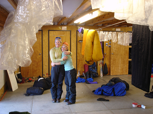 Re-used plastic bags hang to dry in NOLS Rocky Mountain Re-used plastic bags hang to dry in NOLS Rocky Mountain