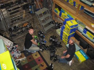 Andy storing Telemark Boots for the summer Andy storing Telemark Boots for the summer