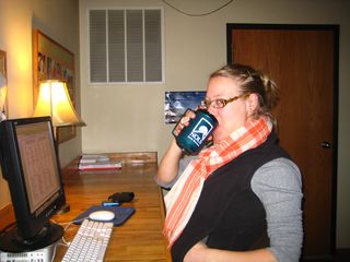 Whitney Enjoying a Warm Drink Whitney Enjoying a Warm Drink