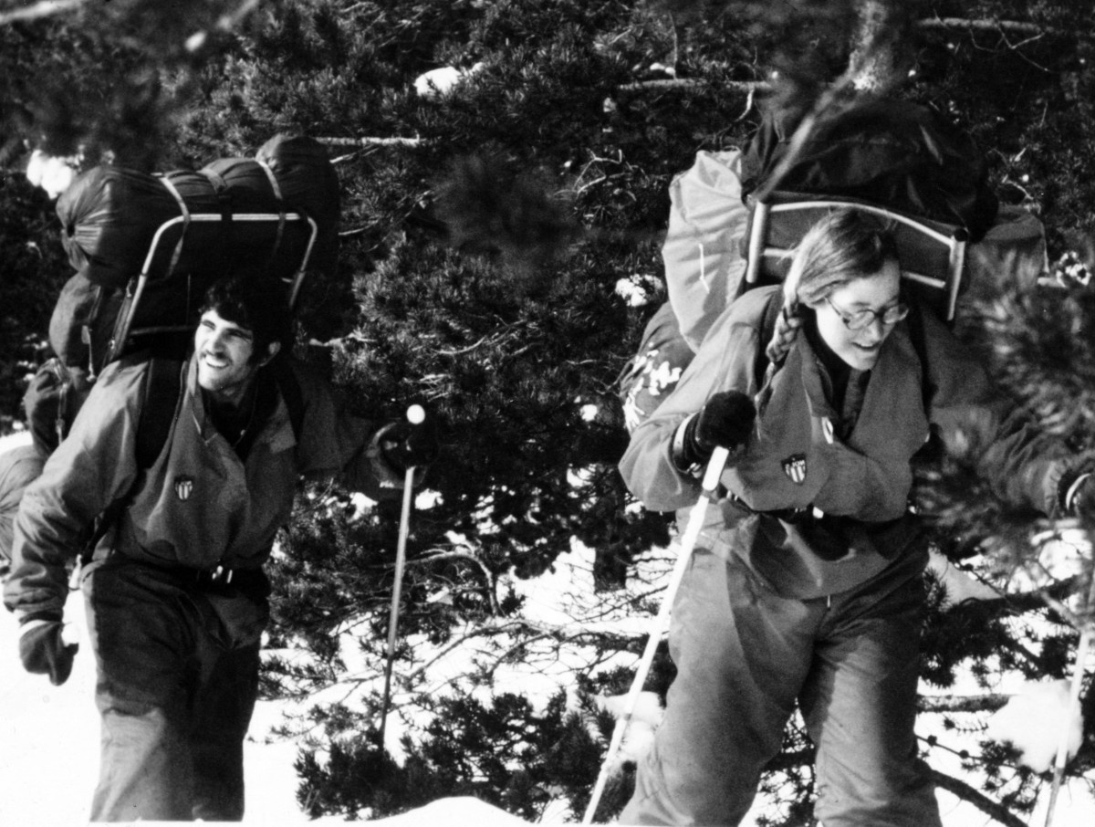 Students hiking in the 1970s Students hiking in the 1970s