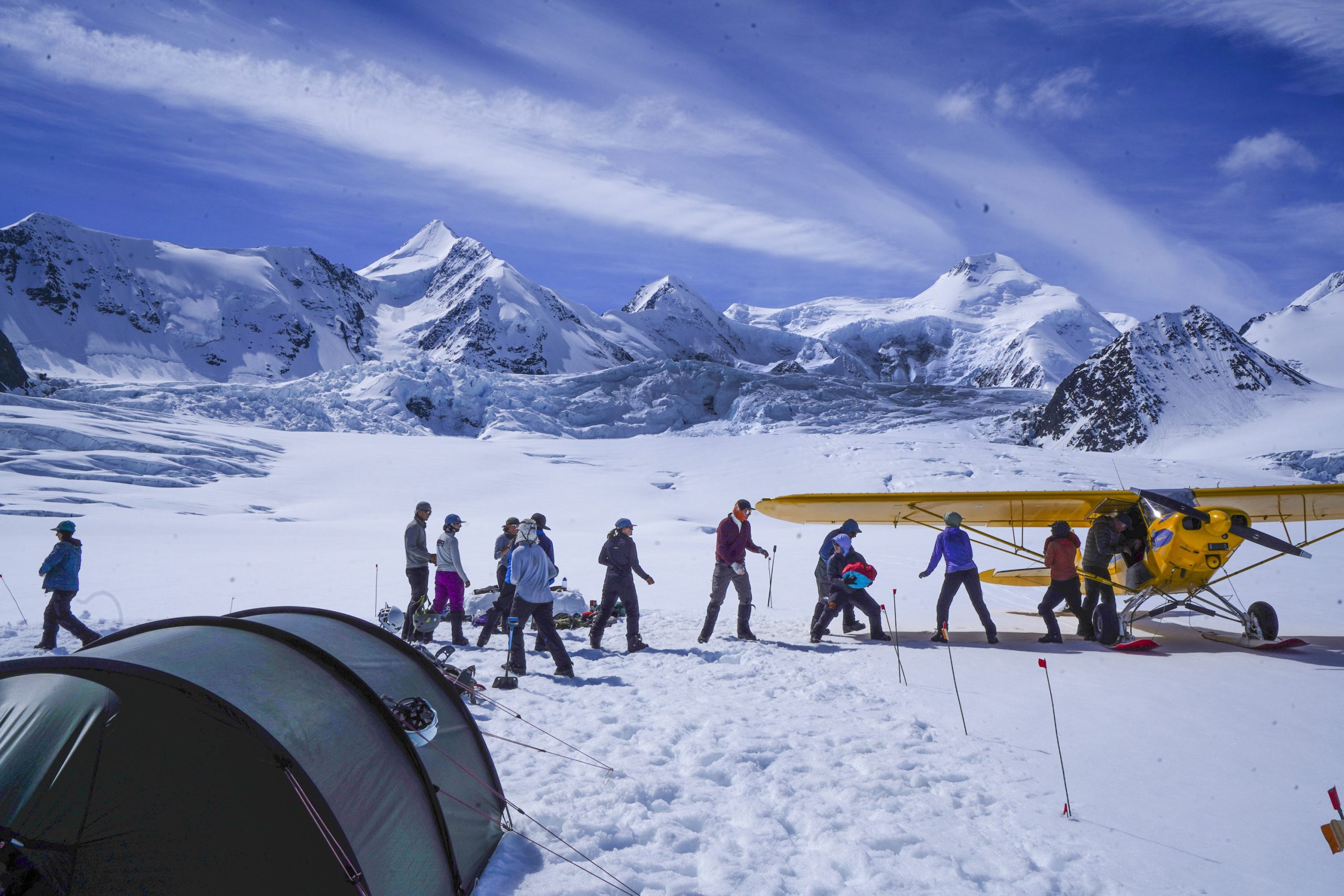 Images from Alaska Mountaineering (AKM) 05/26/24 - 06/24/24 in the Chugach Mountain Range. Images include glacier travel, setting up camp, cooking learning rope skills. Photographer: Liam Coyle. Instagram handle @liam_coyle